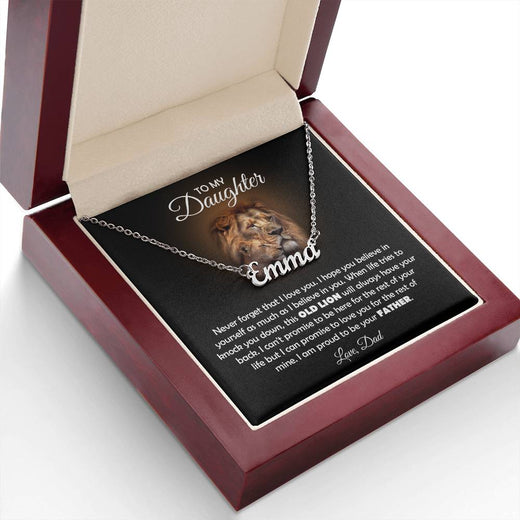 TO MY DAUGHTER OLD LION NAME NECKLACE GIFT SET