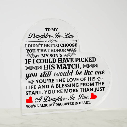 TO MY DAUGHTER IN LAW HONOR HEART ACRYLIC PLAQUE