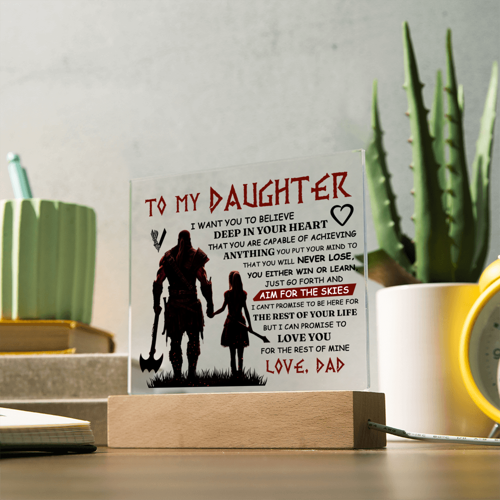 TO MY DAUGHTER VIKING SQUARE ACRYLIC PLAQUE