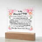 TO MY BEAUTIFUL WIFE SQUARE ACRYLIC PLAQUE 1