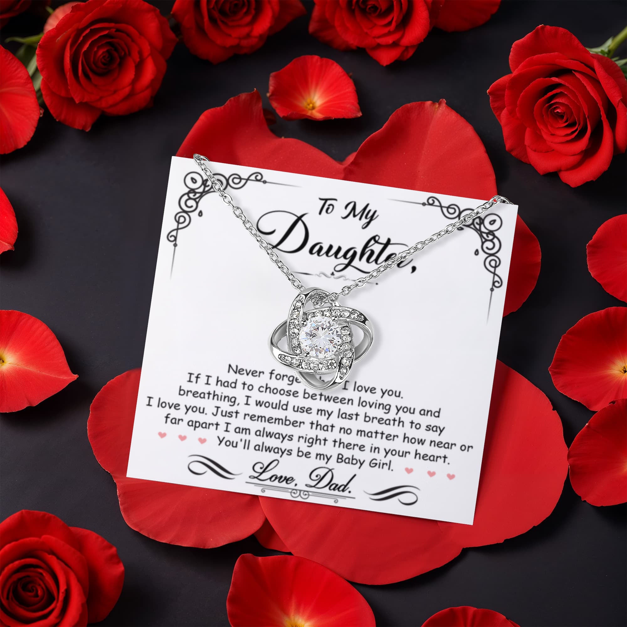Breathing Interlocking - Daughter Birthday Necklace with Rose Box