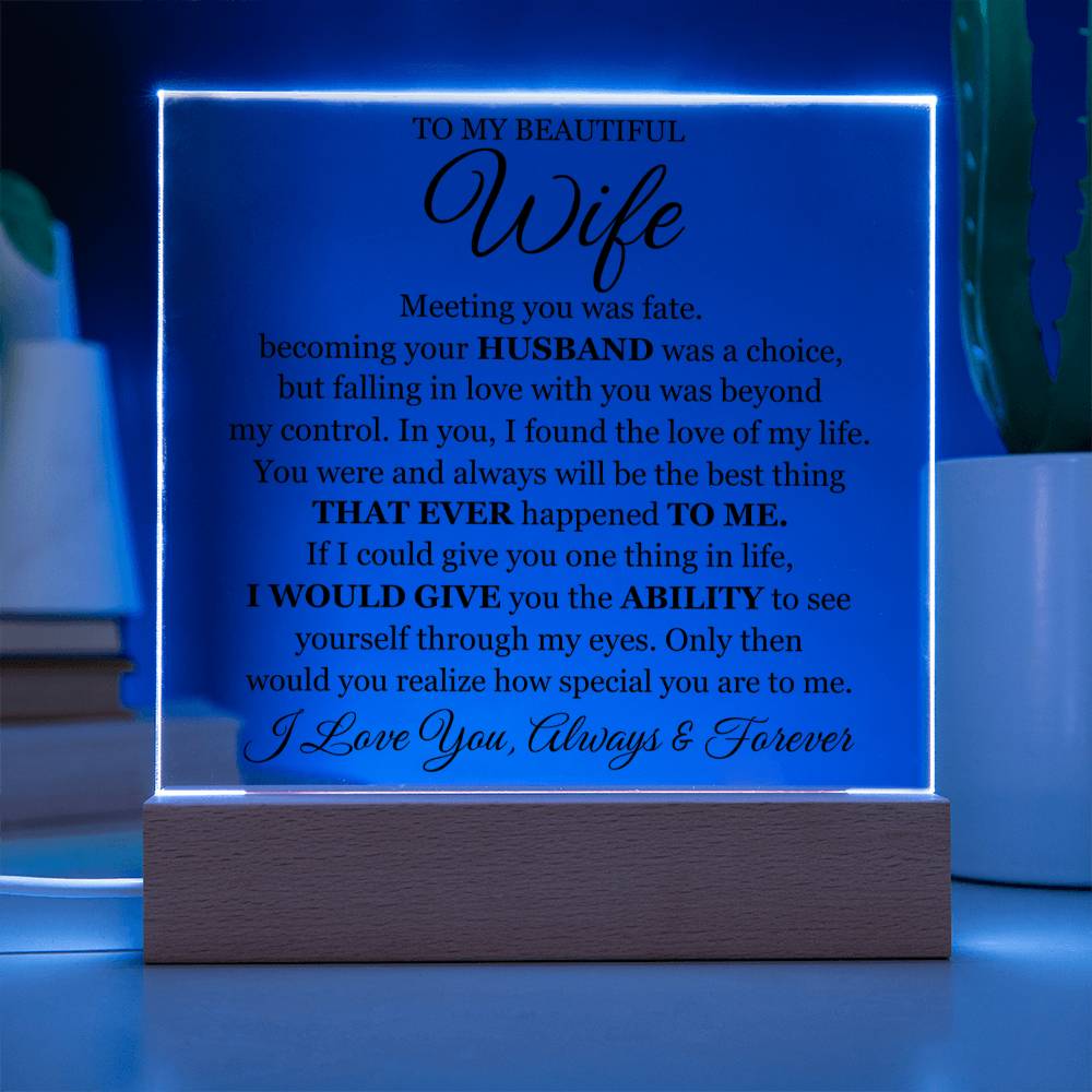 To My Beautiful Wife Printed - Acrylic Plaque Gift Set